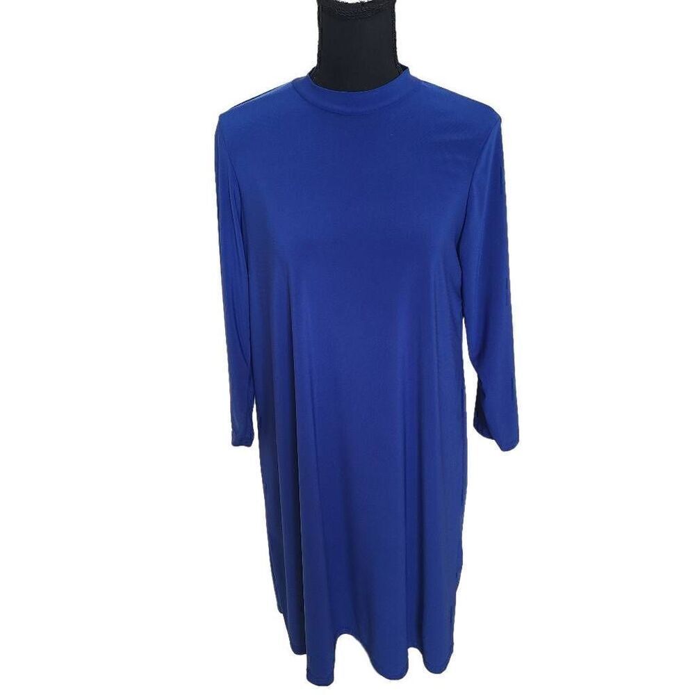 Nik and Nash Womens Dress Long Sleeve Mock Neck Royal Blue Size Medium